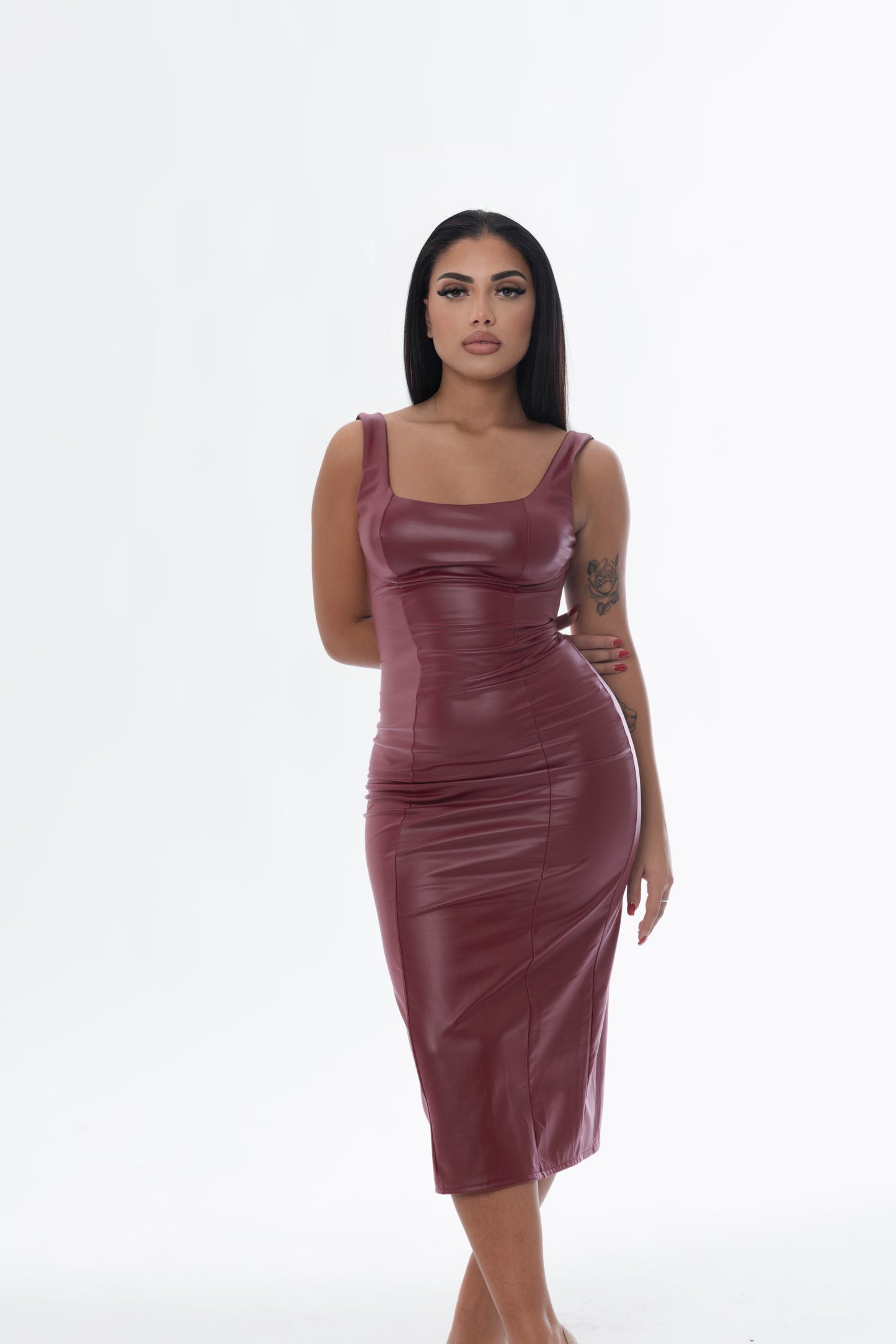 Dress eco-pelle bordeaux