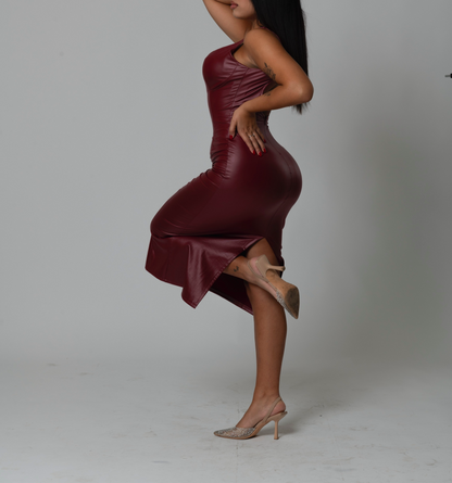 Dress eco-pelle bordeaux