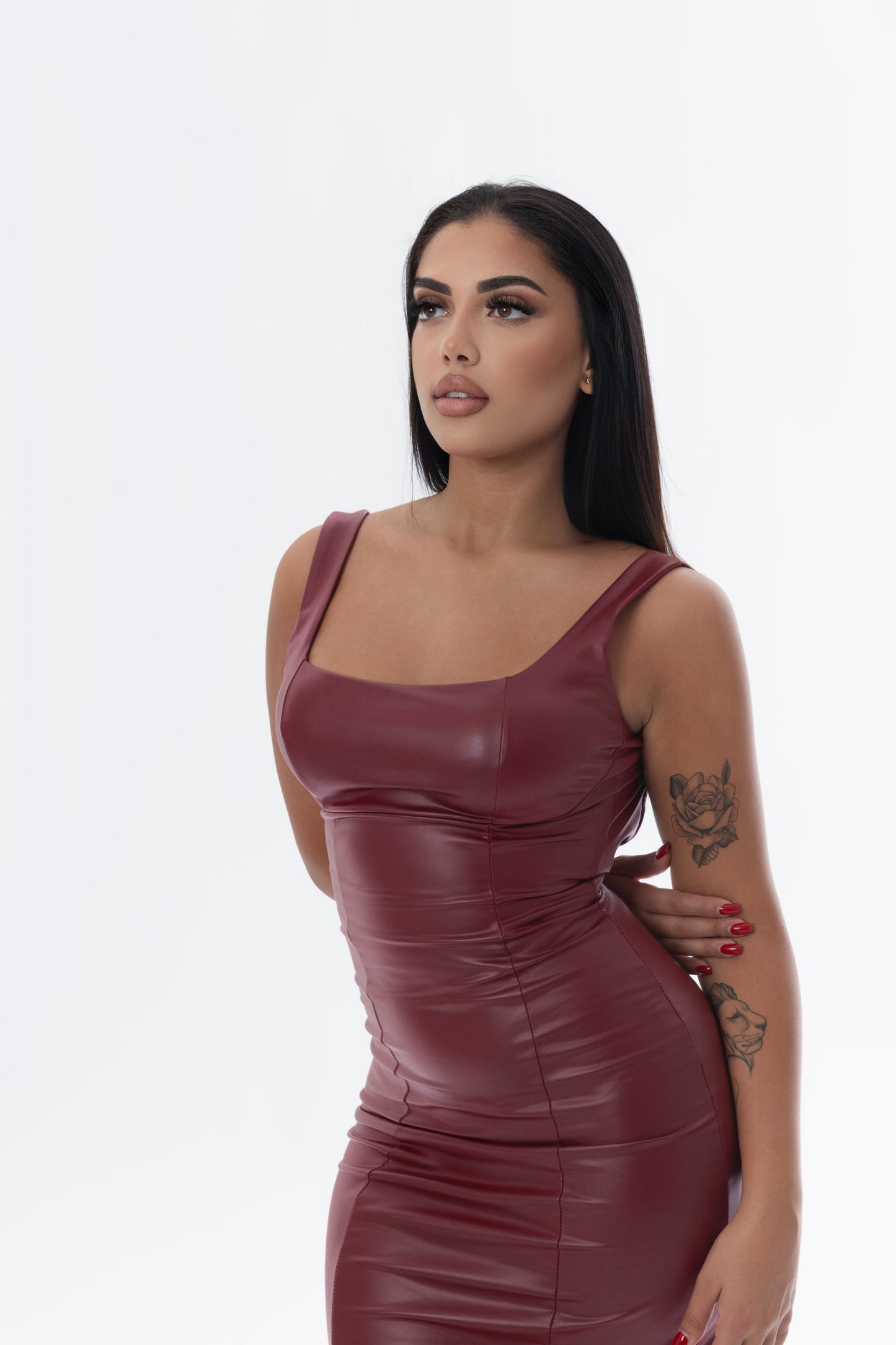 Dress eco-pelle bordeaux