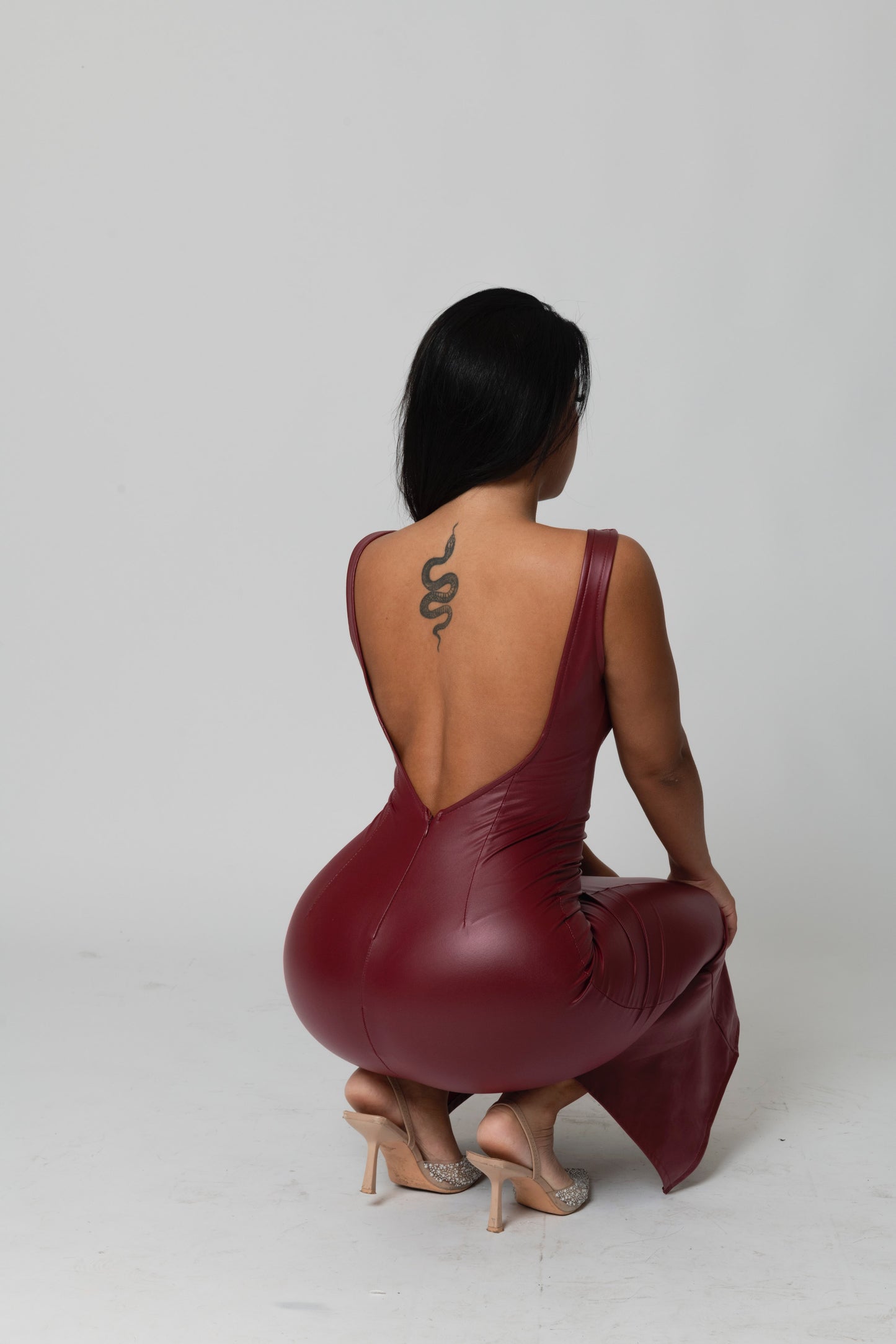 Dress eco-pelle bordeaux