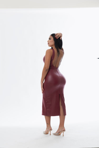 Dress eco-pelle bordeaux